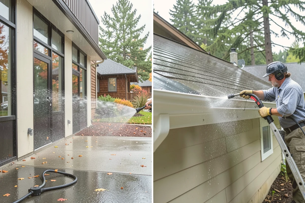 Concrete Patio Cleaning in Sammamish, King County, WA - Move furniture and clear the slab of debris