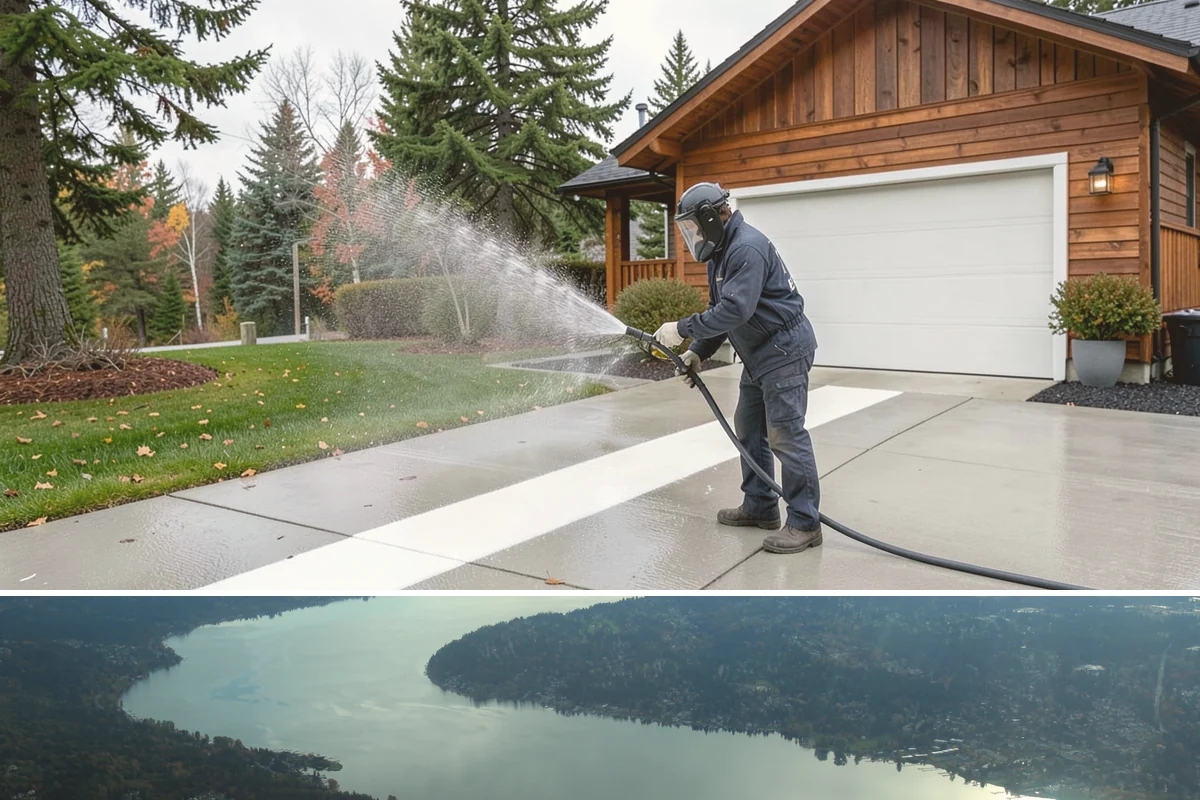Concrete Patio Cleaning in Sammamish, King County, WA - Clean concrete patios in late spring so they are ready for peak Northwest patio season.