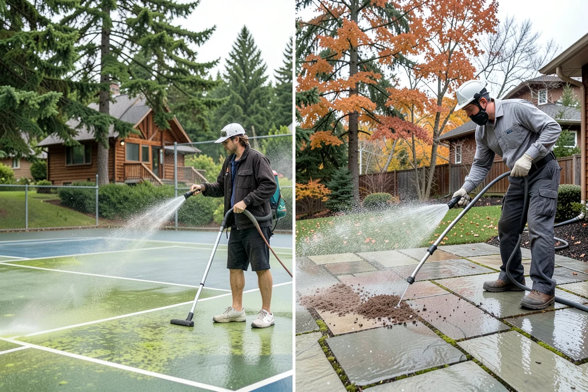 Concrete Patio Cleaning in SeaTac, King County, WA - Move furniture and clear the slab of debris