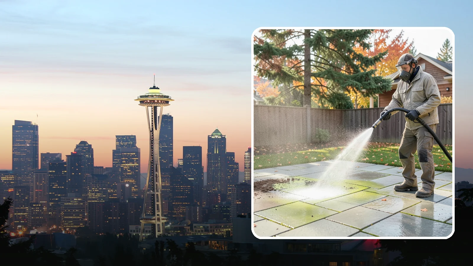 Concrete Patio Cleaning in Seattle, King County, WA - Deep-clean concrete patios to lift the green algae haze that overcast Washington summers encourage.