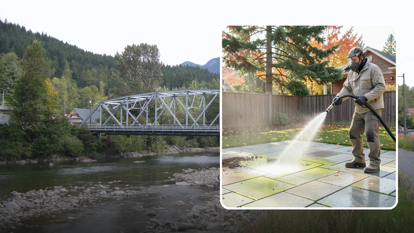 Concrete Patio Cleaning in Skykomish, King County, WA - Deep-clean concrete patios to lift the green algae haze that overcast Washington summers encourage.