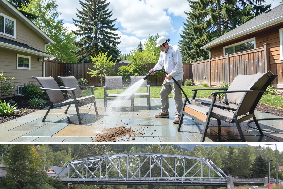 Concrete Patio Cleaning in Skykomish, King County, WA - Clean concrete patios in late spring so they are ready for peak Northwest patio season.