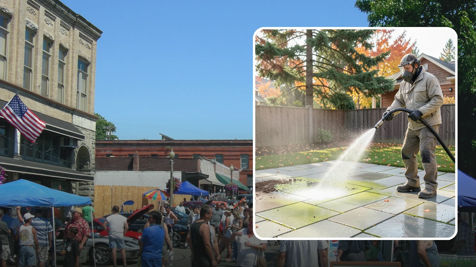 Concrete Patio Cleaning in Snohomish, Snohomish County, WA - Deep-clean concrete patios to lift the green algae haze that overcast Washington summers encourage.