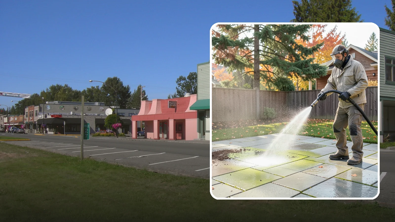 Concrete Patio Cleaning in Snoqualmie, King County, WA - Deep-clean concrete patios to lift the green algae haze that overcast Washington summers encourage.