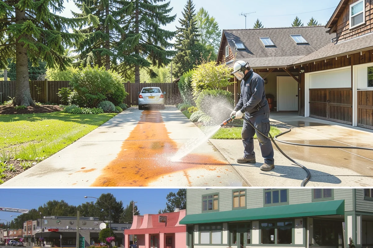 Concrete Patio Cleaning in Snoqualmie, King County, WA - Clean concrete patios in late spring so they are ready for peak Northwest patio season.