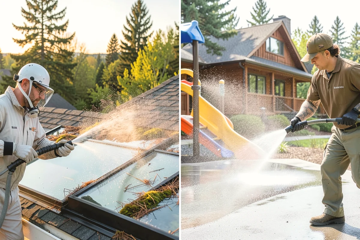 Concrete Patio Cleaning in University Place, Pierce County, WA - Move furniture and clear the slab of debris