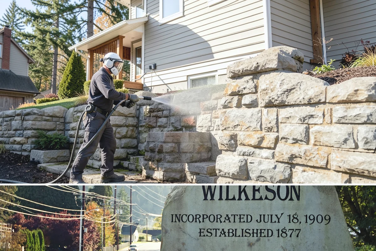 Concrete Patio Cleaning in Wilkeson, Pierce County, WA - Clean concrete patios in late spring so they are ready for peak Northwest patio season.