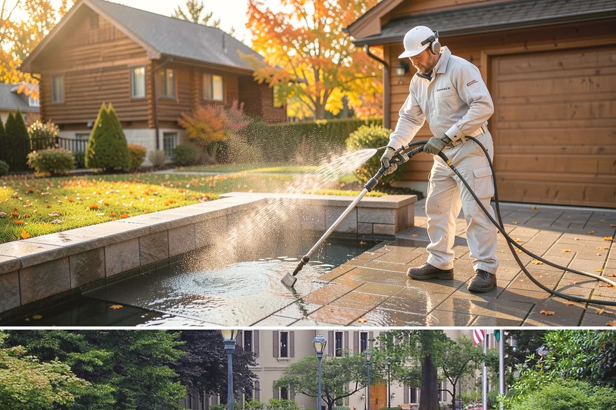 Concrete Patio Cleaning in Woodinville, King County, WA - Clean concrete patios in late spring so they are ready for peak Northwest patio season.