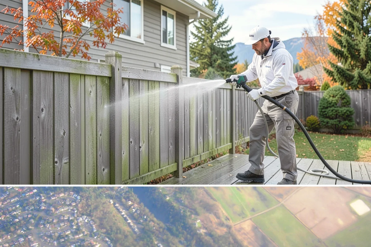 Concrete Restoration Cleaning in Algona, King County, WA - A dry summer window gives the multiple treatment and rinse stages time to work without rain interrupting the process.