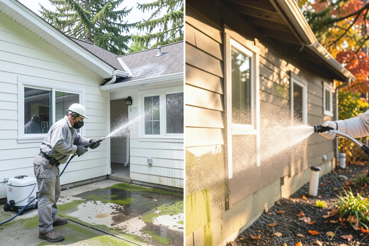 Concrete Restoration Cleaning in Auburn, King County, WA - Evaluate the depth of growth and staining