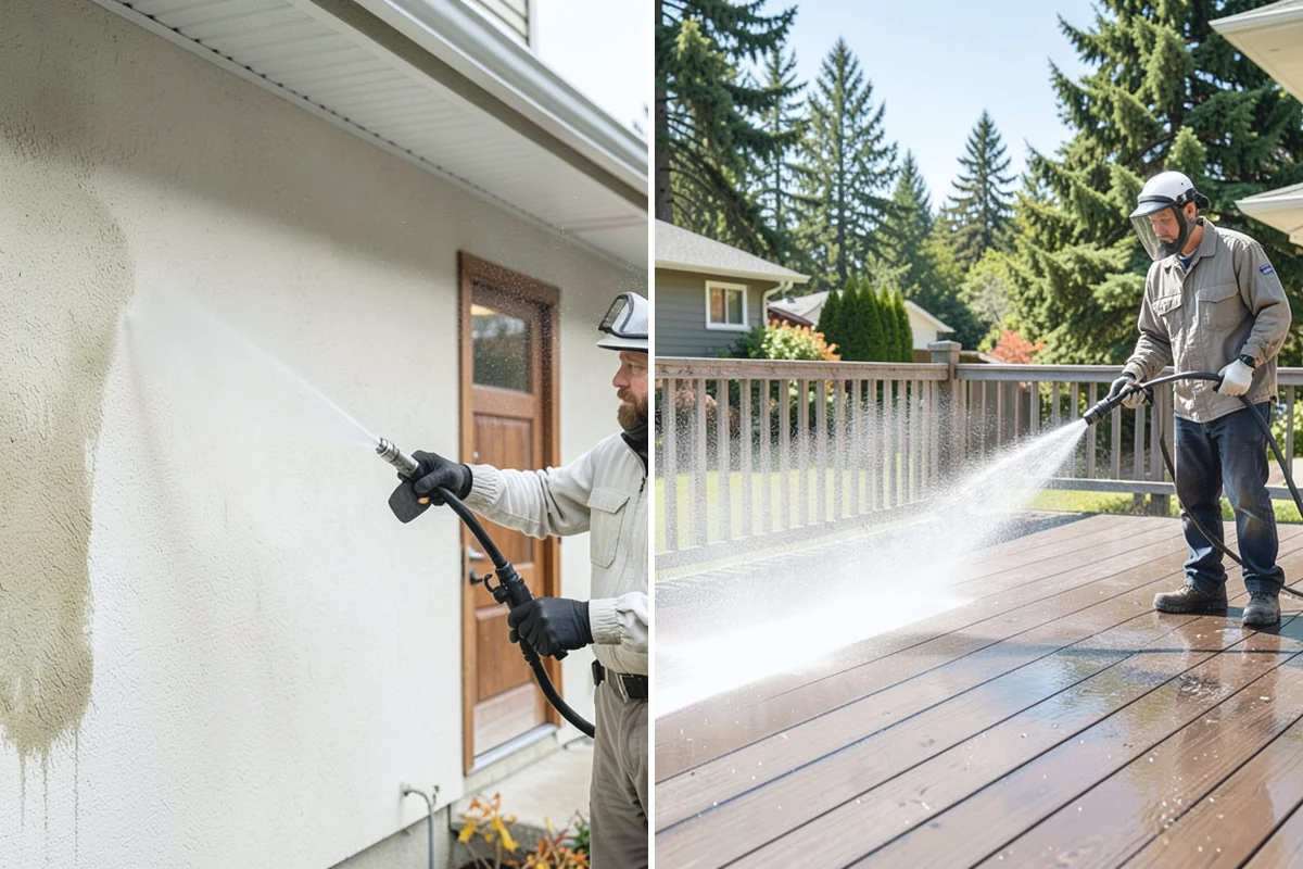 Concrete Restoration Cleaning in Beaux Arts Village, King County, WA - Evaluate the depth of growth and staining