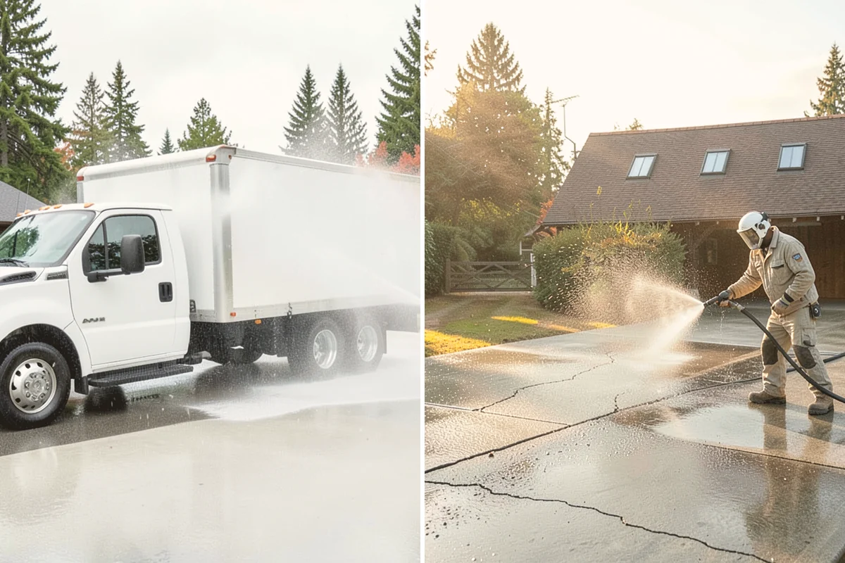 Concrete Restoration Cleaning in Bellevue, King County, WA - Evaluate the depth of growth and staining