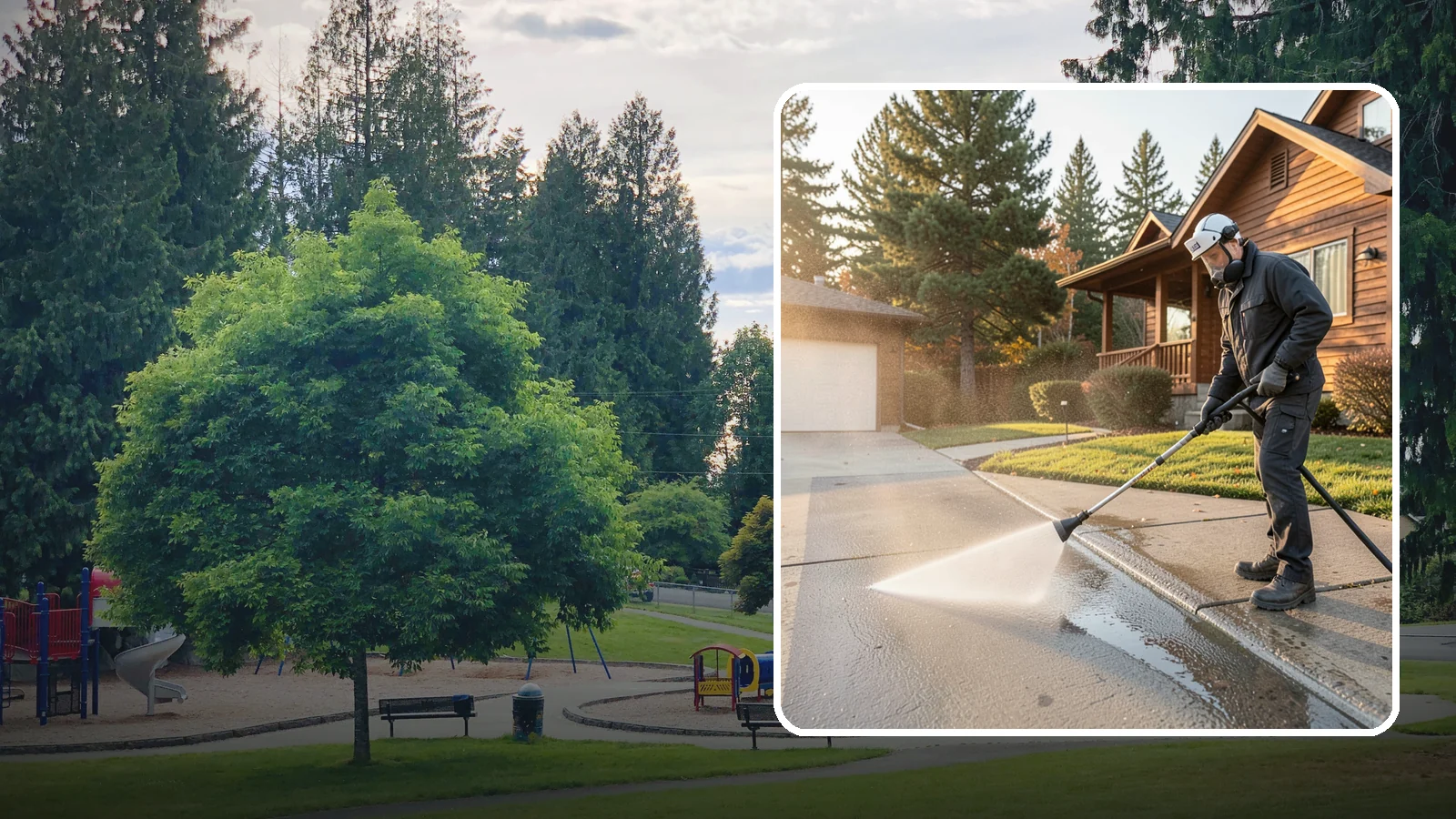 Concrete Restoration Cleaning in Bonney Lake, Pierce County, WA - Deep-restore severely neglected concrete with combined treatment, cleaning, and brightening for a dramatic recovery.
