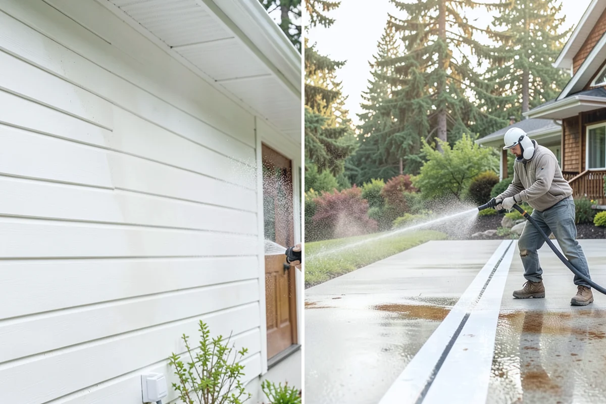 Concrete Restoration Cleaning in Bonney Lake, Pierce County, WA - Evaluate the depth of growth and staining