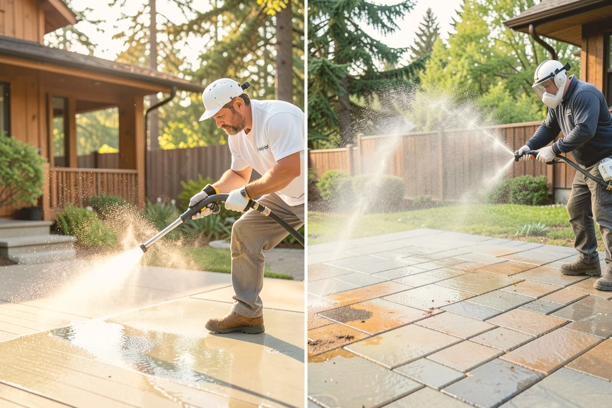 Concrete Restoration Cleaning in Brier, Snohomish County, WA - Evaluate the depth of growth and staining