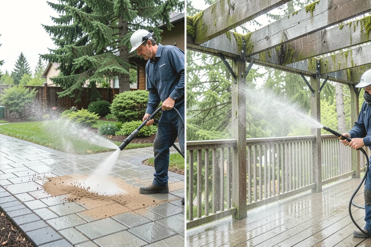 Concrete Restoration Cleaning in Burien, King County, WA - Evaluate the depth of growth and staining