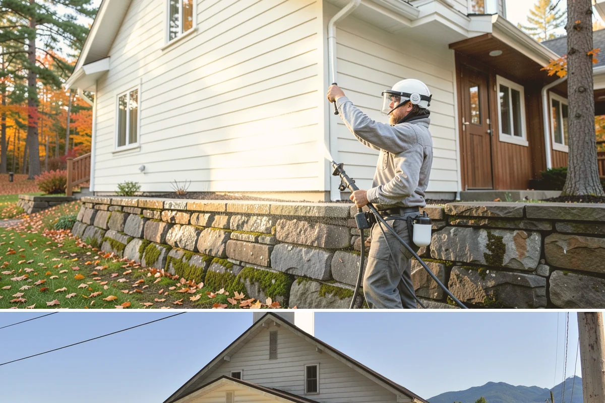 Concrete Restoration Cleaning in Concrete, Skagit County, WA - A dry summer window gives the multiple treatment and rinse stages time to work without rain interrupting the process.