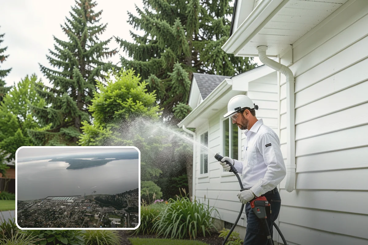 Concrete Restoration Cleaning in Des Moines, King County, WA - Reverses years of thick moss and black streak buildup