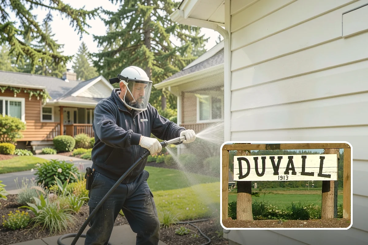 Concrete Restoration Cleaning in Duvall, King County, WA - Reverses years of thick moss and black streak buildup