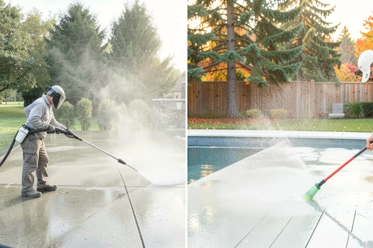 Concrete Restoration Cleaning in Duvall, King County, WA - Evaluate the depth of growth and staining