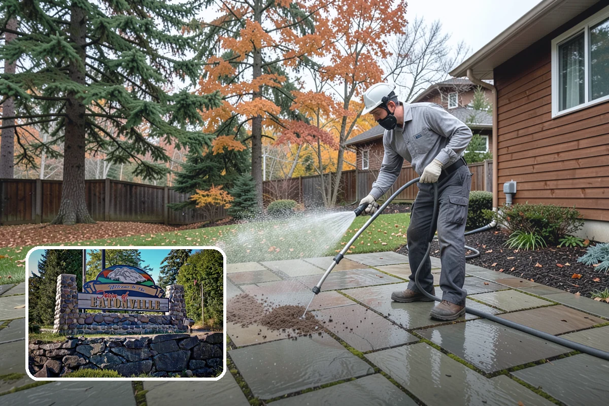 Concrete Restoration Cleaning in Eatonville, Pierce County, WA - Reverses years of thick moss and black streak buildup