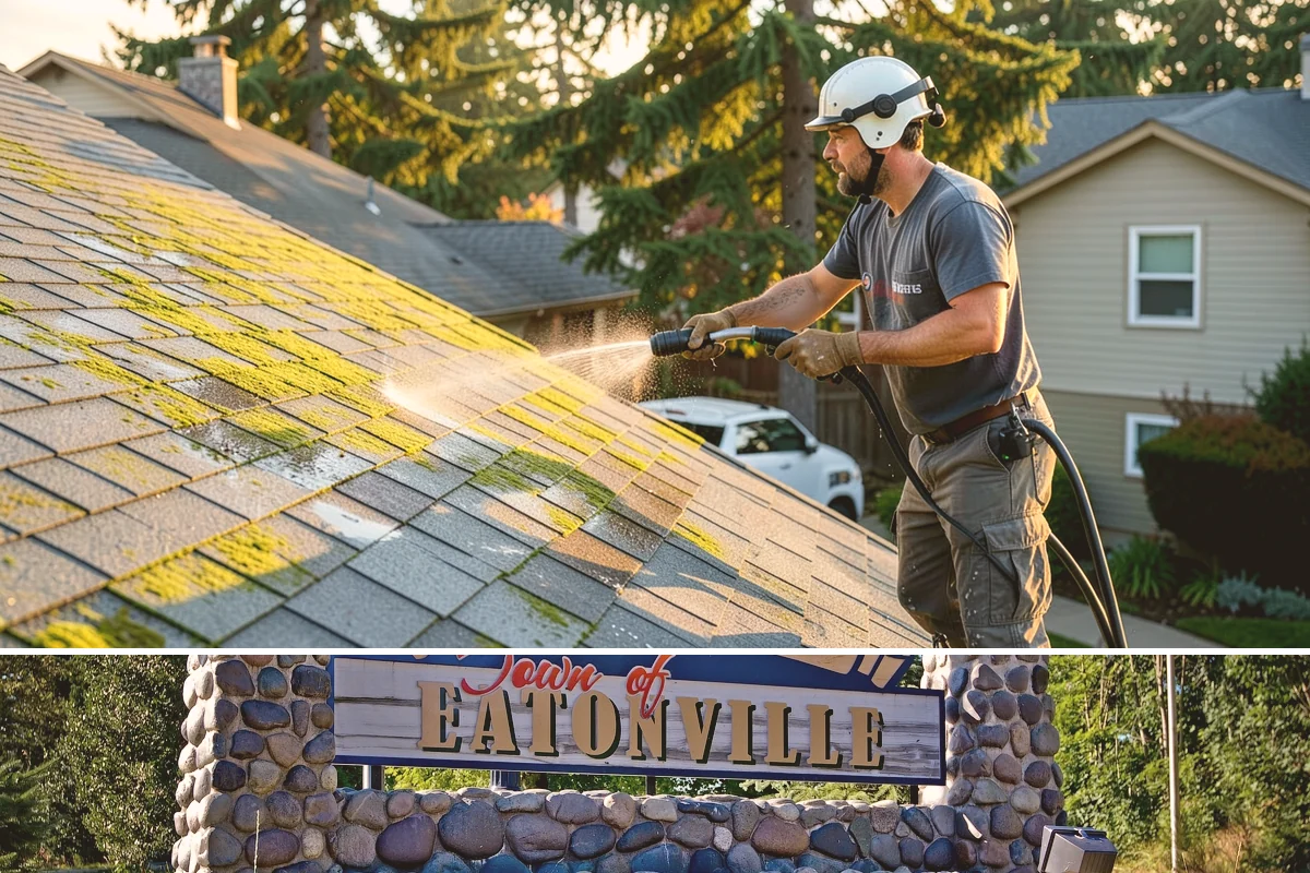 Concrete Restoration Cleaning in Eatonville, Pierce County, WA - A dry summer window gives the multiple treatment and rinse stages time to work without rain interrupting the process.