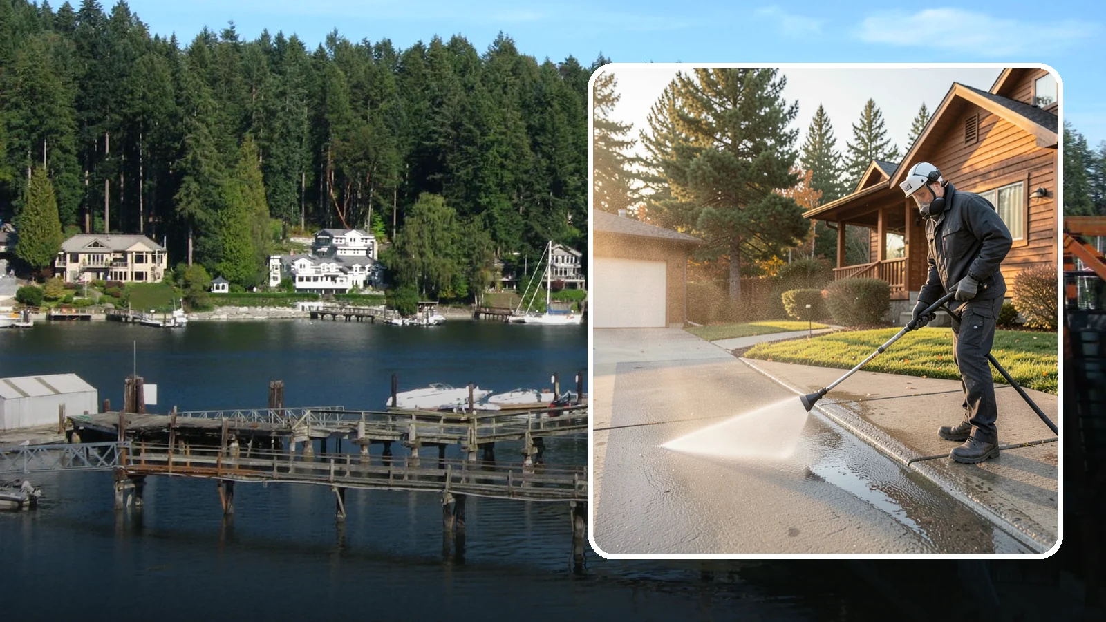 Concrete Restoration Cleaning in Gig Harbor, Pierce County, WA - Deep-restore severely neglected concrete with combined treatment, cleaning, and brightening for a dramatic recovery.