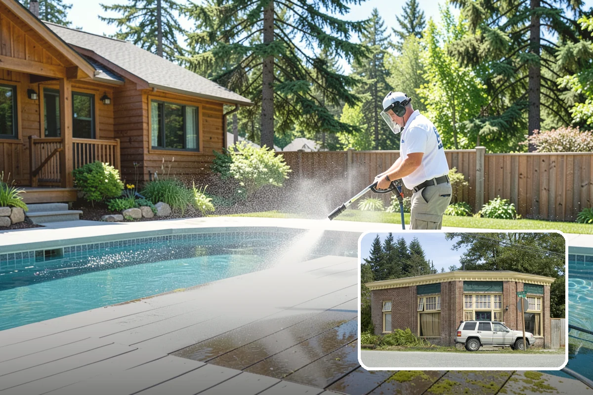 Concrete Restoration Cleaning in Hamilton, Skagit County, WA - Reverses years of thick moss and black streak buildup