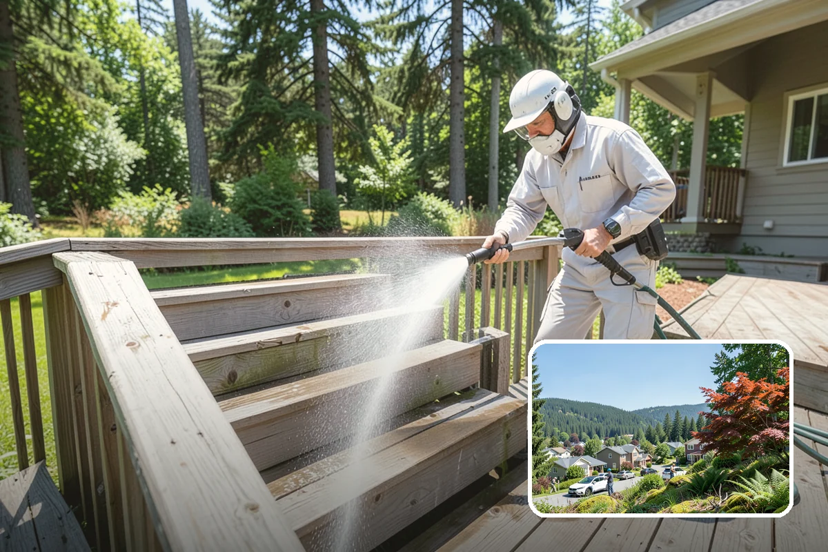 Concrete Restoration Cleaning in Index, Snohomish County, WA - Reverses years of thick moss and black streak buildup