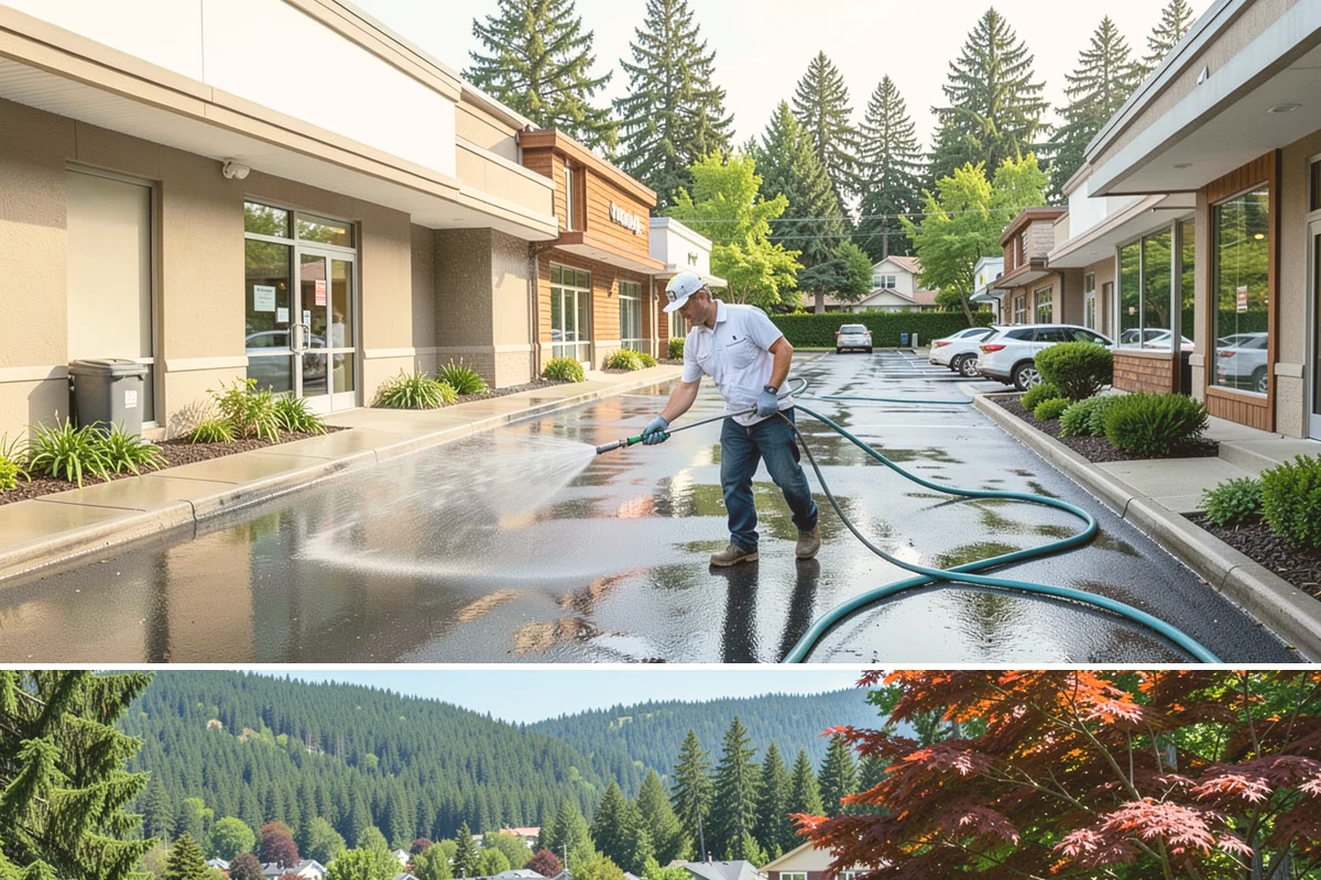 Concrete Restoration Cleaning in Index, Snohomish County, WA - A dry summer window gives the multiple treatment and rinse stages time to work without rain interrupting the process.