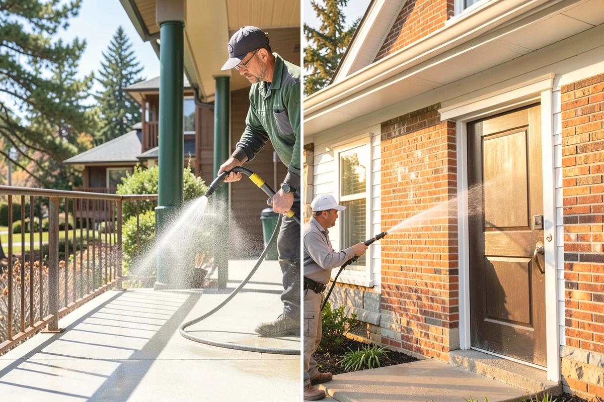 Concrete Restoration Cleaning in Issaquah, King County, WA - Evaluate the depth of growth and staining