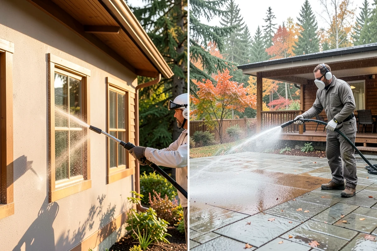 Concrete Restoration Cleaning in Kenmore, King County, WA - Evaluate the depth of growth and staining