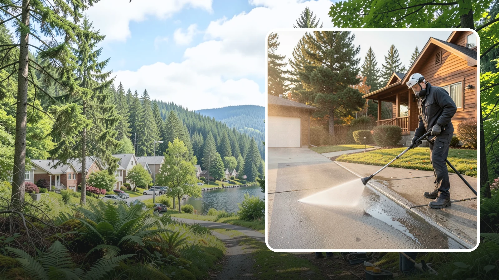 Concrete Restoration Cleaning in Lake Forest Park, King County, WA - Deep-restore severely neglected concrete with combined treatment, cleaning, and brightening for a dramatic recovery.