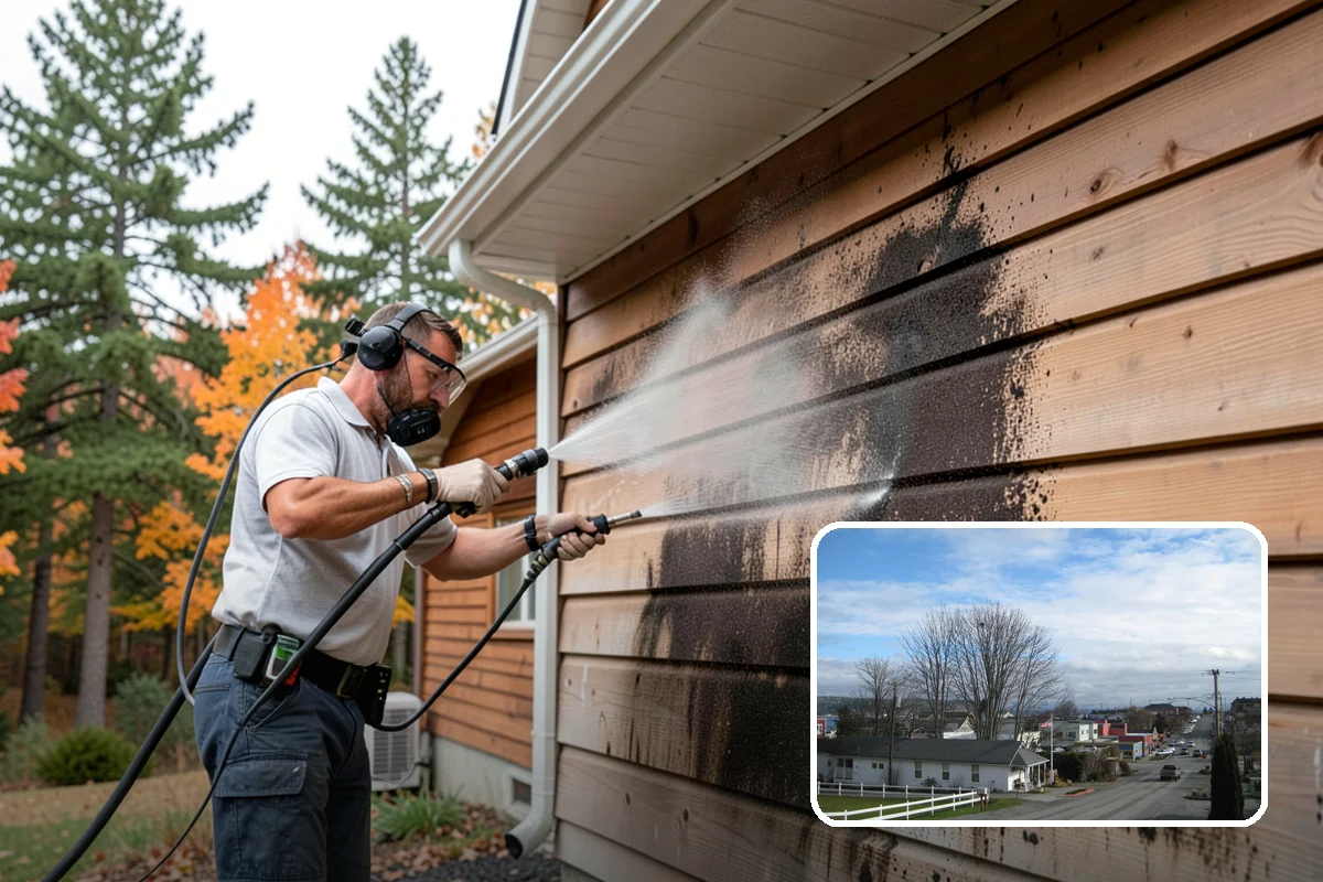 Concrete Restoration Cleaning in Langley, Island County, WA - Reverses years of thick moss and black streak buildup
