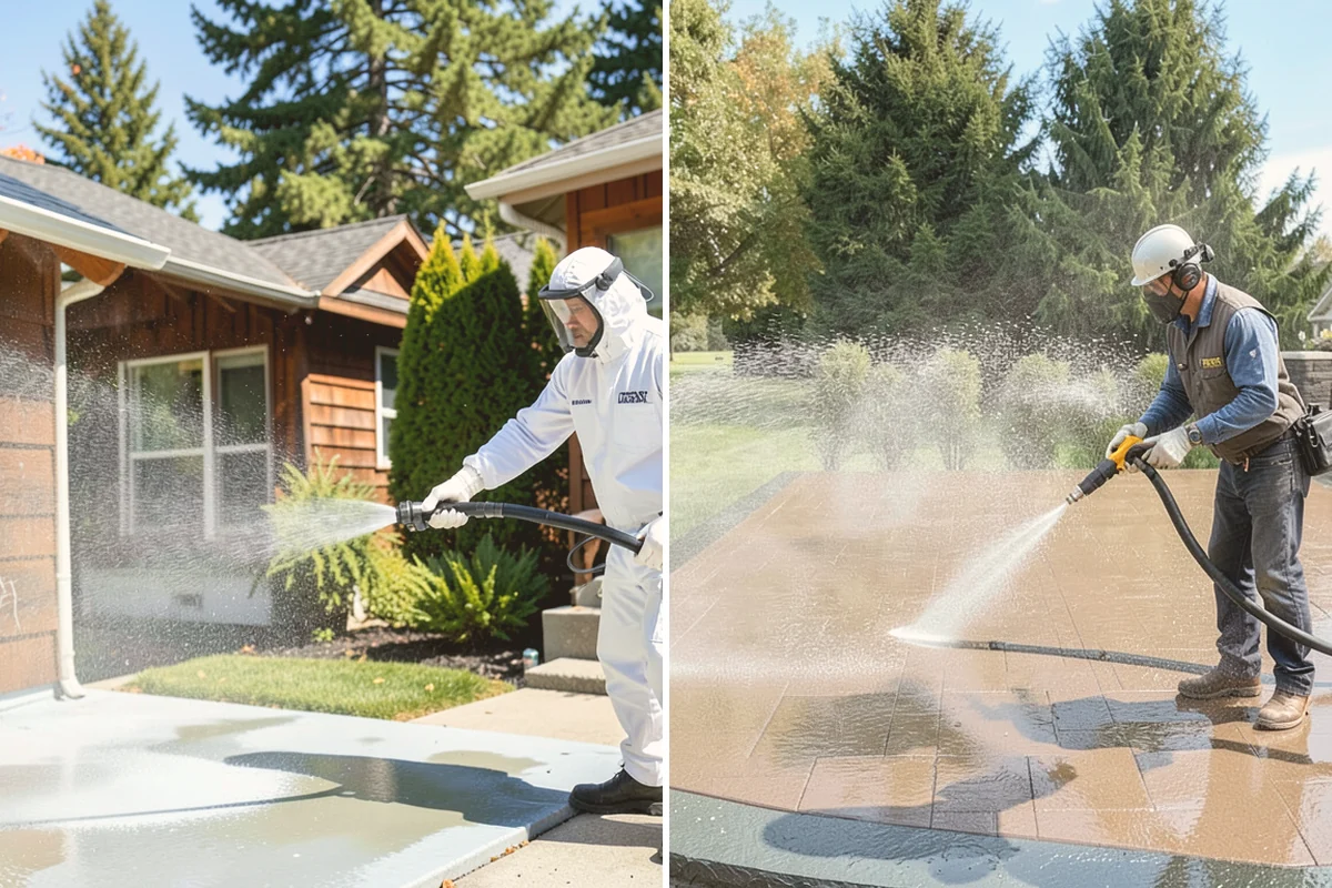 Concrete Restoration Cleaning in Langley, Island County, WA - Evaluate the depth of growth and staining