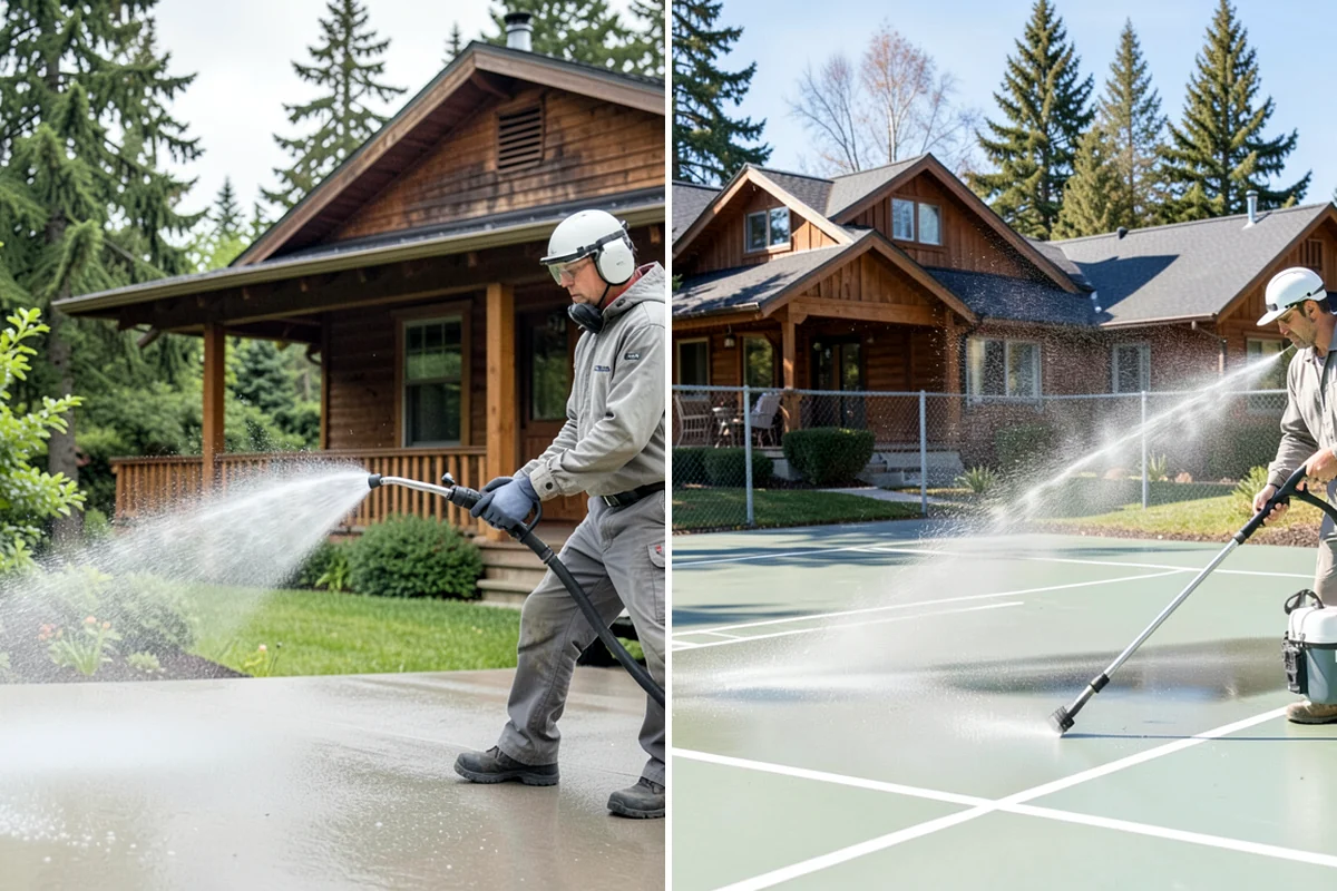 Concrete Restoration Cleaning in Lyman, Skagit County, WA - Evaluate the depth of growth and staining