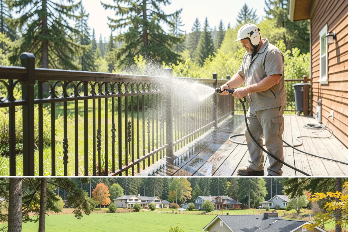 Concrete Restoration Cleaning in Lyman, Skagit County, WA - A dry summer window gives the multiple treatment and rinse stages time to work without rain interrupting the process.