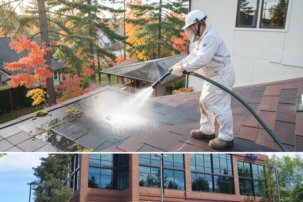 Concrete Restoration Cleaning in Mountlake Terrace, Snohomish County, WA - A dry summer window gives the multiple treatment and rinse stages time to work without rain interrupting the process.