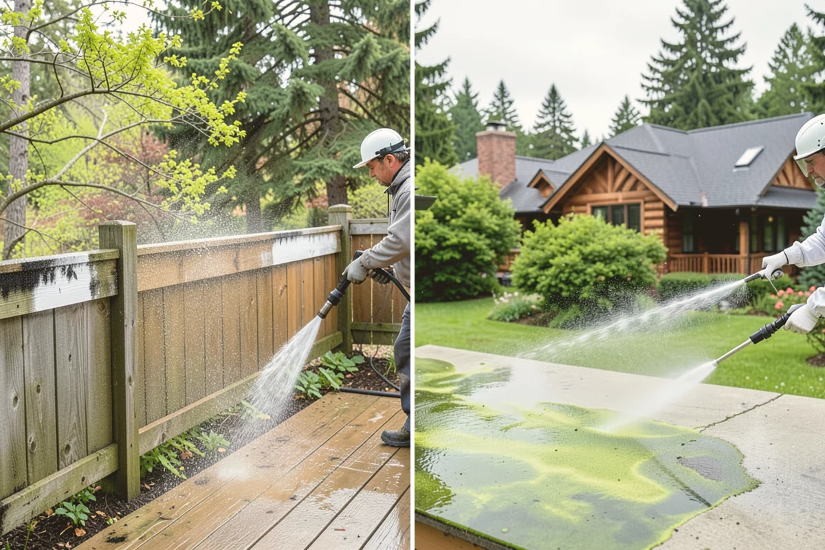 Concrete Restoration Cleaning in Newcastle, King County, WA - Evaluate the depth of growth and staining