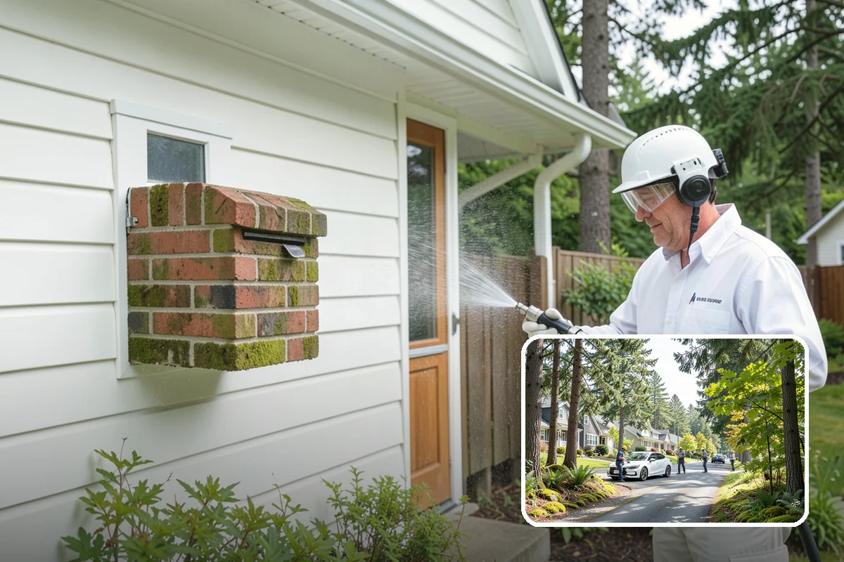 Concrete Restoration Cleaning in Normandy Park, King County, WA - Reverses years of thick moss and black streak buildup