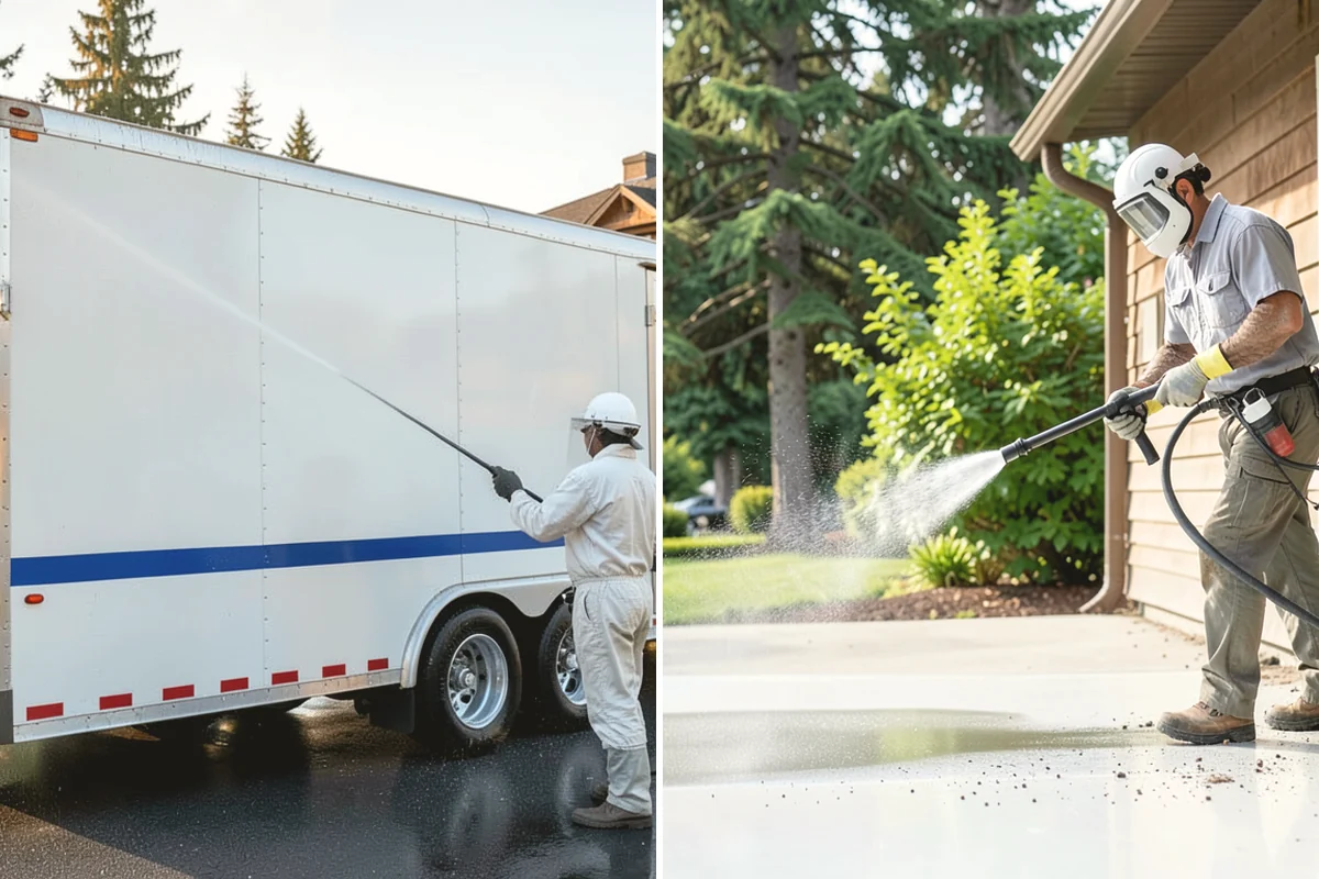 Concrete Restoration Cleaning in North Bend, King County, WA - Evaluate the depth of growth and staining
