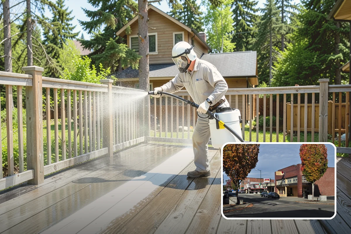 Concrete Restoration Cleaning in Puyallup, Pierce County, WA - Reverses years of thick moss and black streak buildup