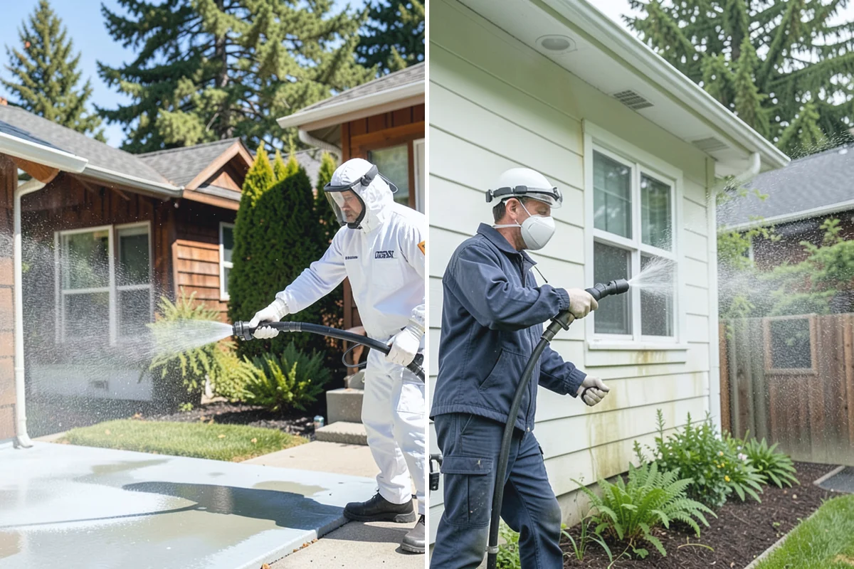 Concrete Restoration Cleaning in Redmond, King County, WA - Evaluate the depth of growth and staining