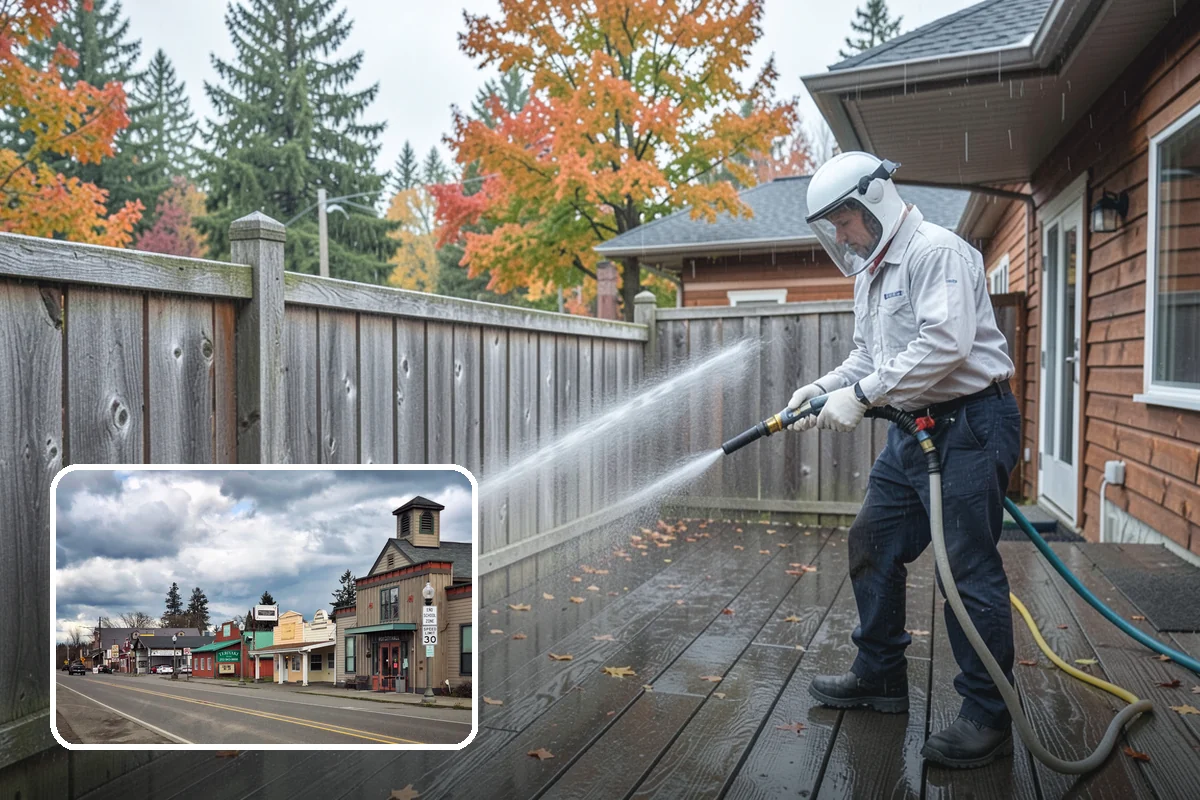 Concrete Restoration Cleaning in Roy, Pierce County, WA - Reverses years of thick moss and black streak buildup