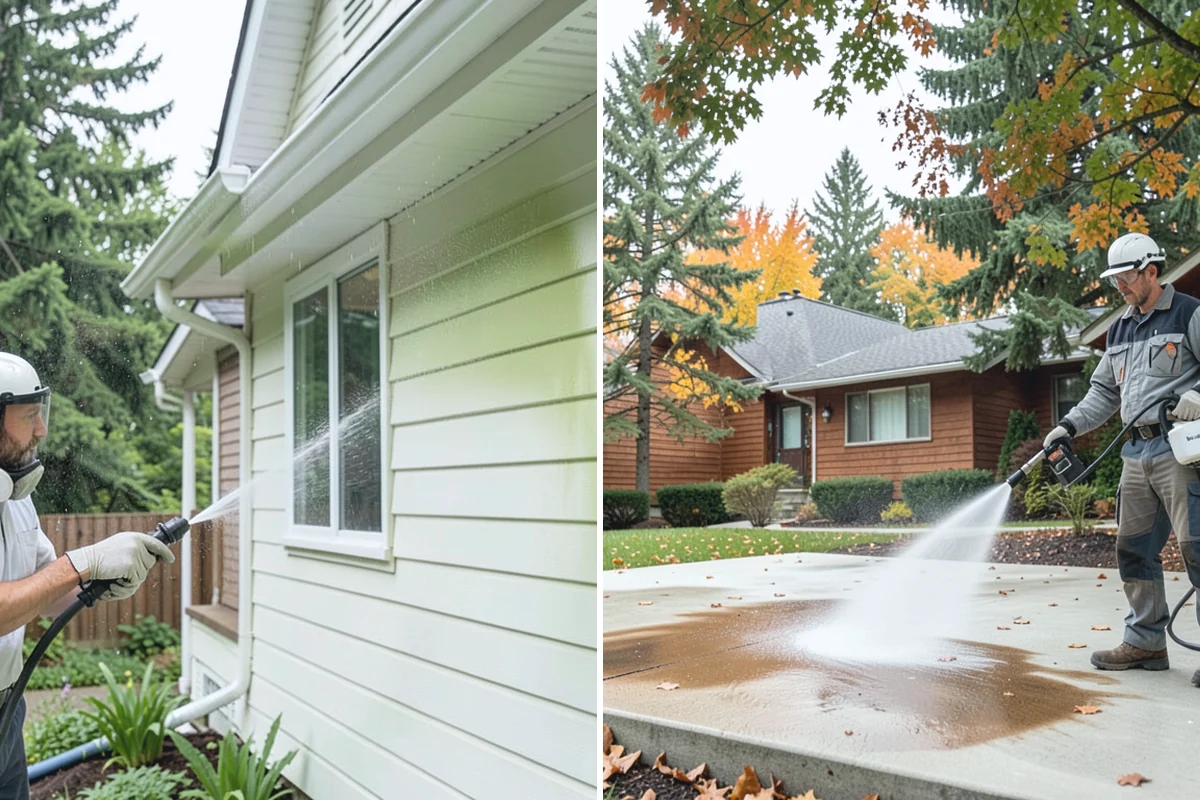 Concrete Restoration Cleaning in Roy, Pierce County, WA - Evaluate the depth of growth and staining