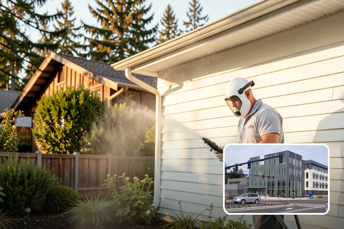 Concrete Restoration Cleaning in Shoreline, King County, WA - Reverses years of thick moss and black streak buildup