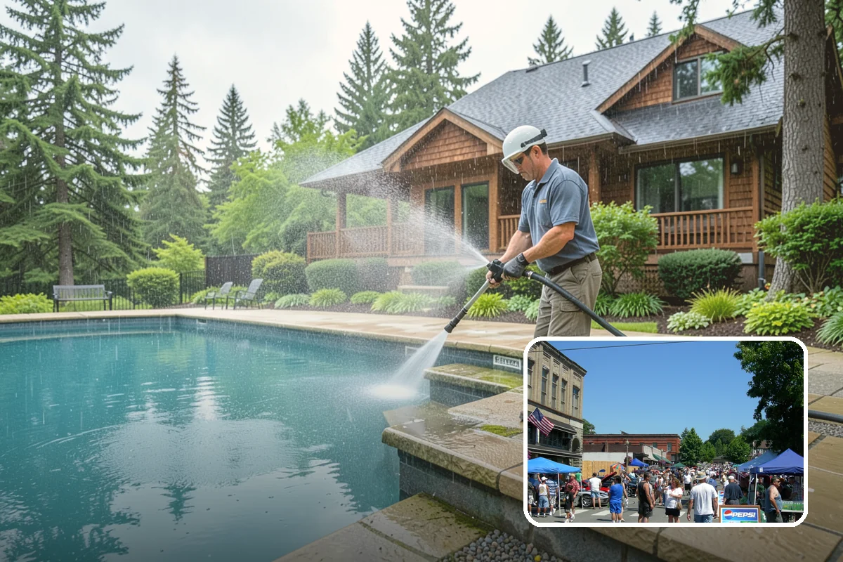Concrete Restoration Cleaning in Snohomish, Snohomish County, WA - Reverses years of thick moss and black streak buildup