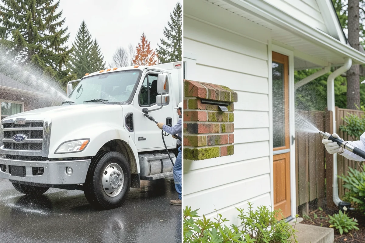 Concrete Restoration Cleaning in Steilacoom, Pierce County, WA - Evaluate the depth of growth and staining