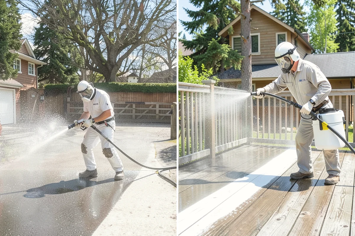 Concrete Restoration Cleaning in Tukwila, King County, WA - Evaluate the depth of growth and staining