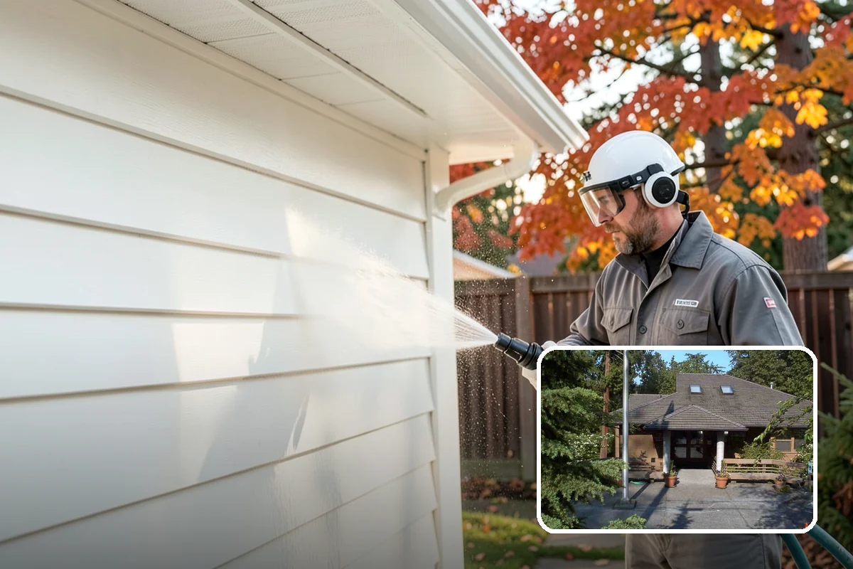Concrete Restoration Cleaning in Yarrow Point, King County, WA - Reverses years of thick moss and black streak buildup